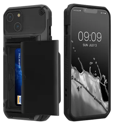 Produktbild von kwmobile Premium Handyhülle kompatibel mit Apple iPhone 14 Hülle - Smartphone Schutzhülle mit Kartenfach für bis zu 4 Karten - Schwarz