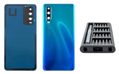 Produktbild von Huawei P30 Backcover Aurora (blau-türkis) - Premium-Set