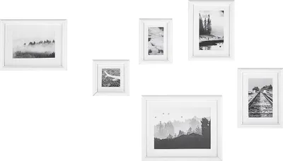 Produktbild von BELIANI Fotos 6er Set mit weißen Rahmen MDF Acrylglas Landschaftsmotiv Wandbild Bilderrahmen Collage Minimalistisch Wohnzimmer Wanddekoration