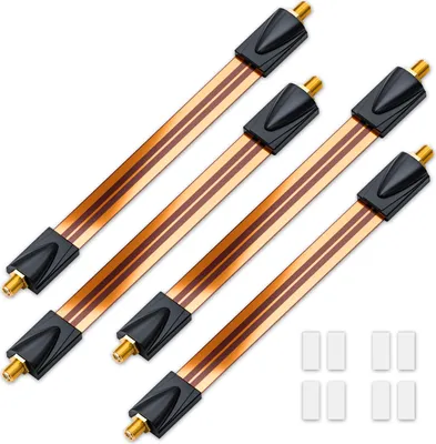 Produktbild von deleyCON 4x Fensterdurchführungen SAT Kabel 17cm Flexibel 26cm Länge Kupplung Fenster & Türen Vergoldet Extrem Flach Geschirmt Klebepads - Kupfer