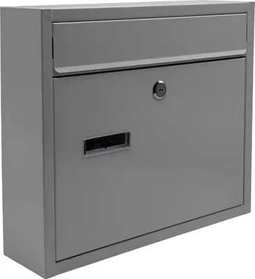 Zdjęcie produktu dla Skrzynka pocztowa Relaxdays z tabliczką z nazwiskiem, 4 klucze, format poziomy, wymiary: wys. x szer. x gł.: 31 x 36 x 10 cm, żelazo, kolor szary