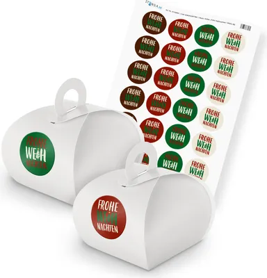 Produktbild von itenga SET Frohe Weihnachten (Motiv 48) 24x Geschenkschachtel mit Griff weiß + S
