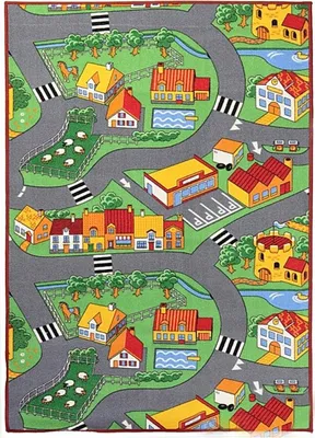 Image de 140x200 cm Tapis de jeu pour enfants route Little Village