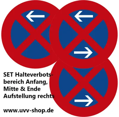 Produktbild von Set 3 x Verkehrszeichen 283 Halteverbotsbereich 60 cm rechts