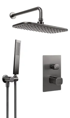 Productafbeelding van Inbouw douchearmatuur, grafietkleur, model Tores, merk Laveo, regendouche
