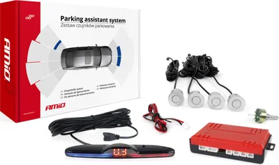 Obrázek produktu pro Parkovací asistent AMiO MAX LED se 4 senzory stříbrný