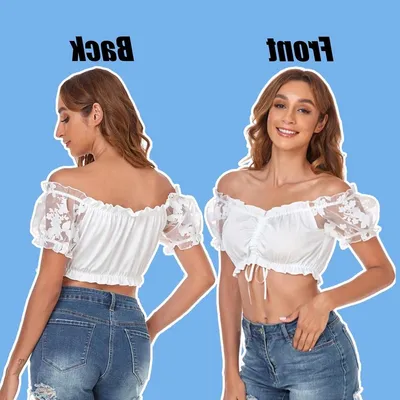 Traditionelle Weiße Kurzarmbluse für das Oktoberfest, perfekt für Dirndl und festliche Anlässe, Größe M