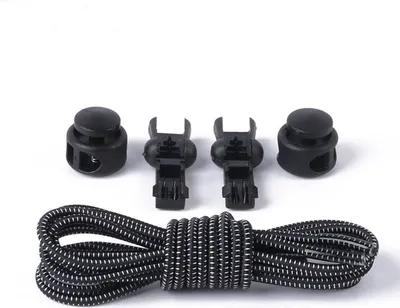 Produktbild von Elastische Schnürsenkel mit Schnellverschluss Schnellschnürsystem Schuhe Rund, Schwarz-Weiss