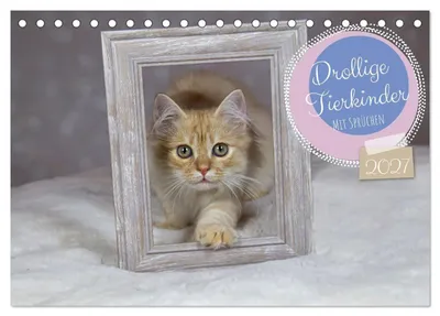 Produktbild von Drollige Tierkinder Mit Sprüchen (Tischkalender 2027 DIN A5 quer), CALVENDO Monatskalender