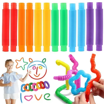 Produktbild von Sensorisches Spielzeug Sinnesspielzeug Dehnschläuche - 12 Stück - Bunt - Für Kinder