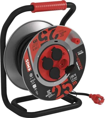 Obrázok produktu pre EMOS gumovo-neoprénový predlžovací kábel, kovový bubon - 4z, 25m, 1,5mm2