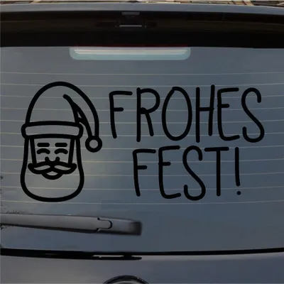Produktbild von Heckscheibenaufkleber Fohes Fest Santa Claus Weihnachten Christmas 55x27 cm Schwarz Glanz Auto Aufkleber Sticker