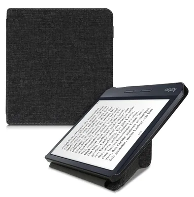 Produktbild von kwmobile Stoff eReader Schutzhülle für Kobo Libra H2O Hülle - E-Reader Cover in Dunkelgrau