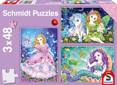 Obrázek produktu pro Schmidt Spiele 56376 Puzzle Princezna, víla, mořská panna - 3x 48 dílků