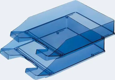 Produktbild von Briefkorb C4 blau/transparent stapelbar
