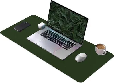 Immagine prodotto di Tappetino per mouse grande doppio in Finto cuoio, 80x40 cm, verde/grigio, impermeabile