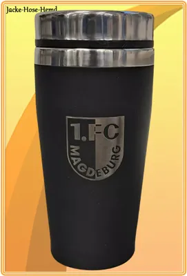 Produktbild von 1.FC Magdeburg Thermobecher Becher Schwarz Logo Coffee to go-Becher 450ml