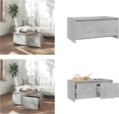 Zdjęcie produktu dla vidaXL Stolik kawowy betonowy szary 90x50x41,5 cm materiał drewnopochodny - Stolik kawowy - Stoliki kawowe - Stolik pod sofę - Stolik do salonu