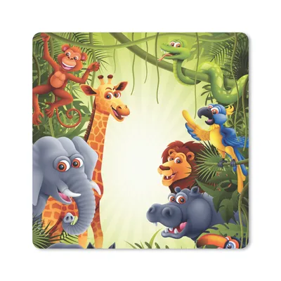 Produktbild von MuchoWow® Mauspad Mousepad Dschungel - Jungen - Mädchen - Baby - Elefant - Löwe - Giraffe 20x20 cm - Mousepads - Maus Mat - Pad - Mausunterlage - Desk Mat - Bureauartikeln