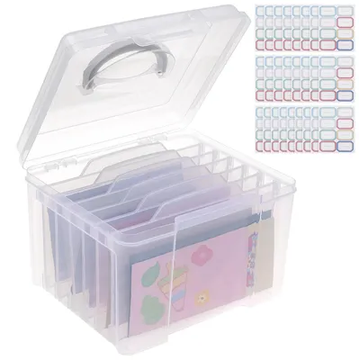 Image de Porte-cartes avec 6 séparateurs, en plastique, dimensions 27 x 22,5 x 19 cm, pour le rangement de cartes