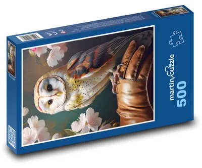 Produktbild von Puzzle 500 Eule zwischen Blüten - martinpuzzle