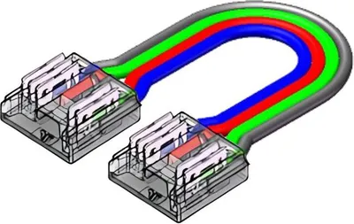 Produktbild von LED Strip-zu-Strip Verbinder – 5-polig, 12 mm, lötfrei mit 15 cm Verbindungskabel für RGBW COB LED Streifen