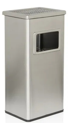 Produktbild von hjh OFFICE Standaschenbecher CLEAN I Aschenbecher mit Mülleimer Stahlblech