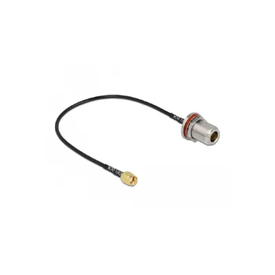 Produktbild von DeLOCK Antennenkabel RP-SMA Stecker zu N Buchse RG-174 30 cm, 0,3 m, RG-174, RP-SMA, Schwarz