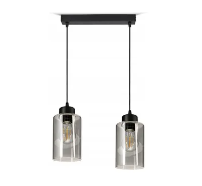 Produktbild von FKL DESIGN Home Deco Hängelampe Hängeleuchte Schwarz 2-flammig E27 Glas Lampenshirm Lampe aus Serie N535 (DDH2)
