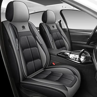 Produktbild von 2 Stück Auto Vordersitze Sitzbezüge,Universal für Fahrersitz/Beifahrer Sitzauflage,Schonbezüge Komplettset Kunstleder,Grau.