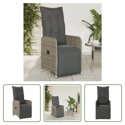 Produktbild von The Living Store Gartensessel Verstellbar mit Kissen Grau Poly Rattan