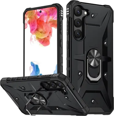 Produktbild von Samsung Galaxy S23 Hülle - Coverup Heavy Duty Back Cover mit Ring Kickstand - Schwarz