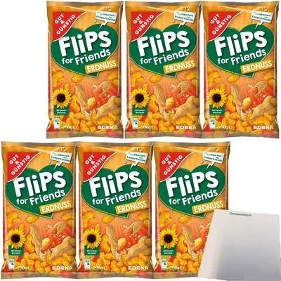 Produktbild von Gut & Günstig Erdnuss-Flips Mais-Erdnuss-Snack 6er Pack (6x200g Tüte) + usy Block