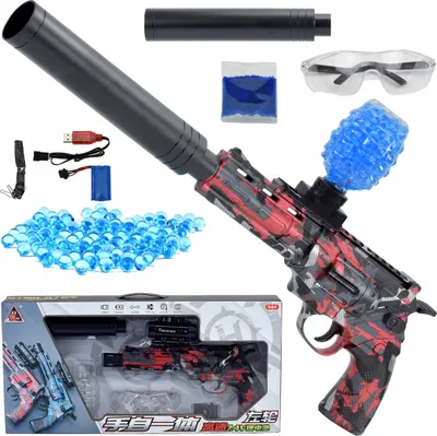 Immagine prodotto di Pistole giocattolo - Fucile automatico sicuro con pallini in gel - Ripetitore grande con silenziatore e set di accessori per bambini dai 14 anni in su
