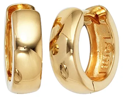 Produktbild von Ohrringe Creolen Creole 12,4mm aus 925 Silber vergoldet rund Damen