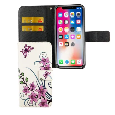 Zdjęcie produktu dla Etui Apple iPhone XS Etui na telefon komórkowy Pokrowiec ochronny Etui z klapką i miejscem na kartę Kwiat lotosu