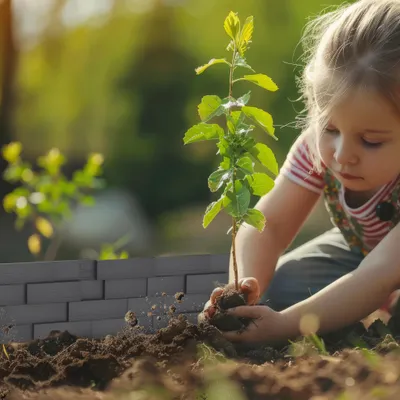 Produktbild von YZNAHRE Rasenkante Kunststoff 5 m Steinimitatziegel Beeteinfassung Beetumrandung mit 10 cm Stifte Steinziegel Textur Imitiert beetbegrenzung Mähkante Palisade für Garten, Anthrazit