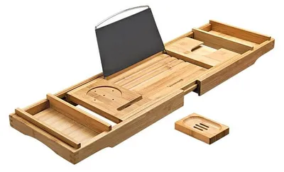 Produktbild von Bambus-Badebrett ausziehbar – Luxus-Badewannen – 75–109 x 4,5 x 23 cm