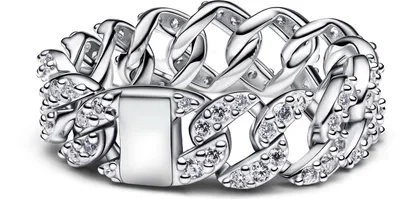 Image de PANDORA Bague à maillons pour femme, argent 925, Timeless