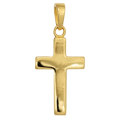Produktbild von Anhänger Kreuz Kreuzchen 925 Silber vergoldet Gelbgold Silberanhänger Uni