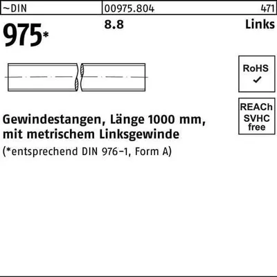 Produktbild von Gewindestange DIN 975 links M 24 -LH x 1000mm 8.8