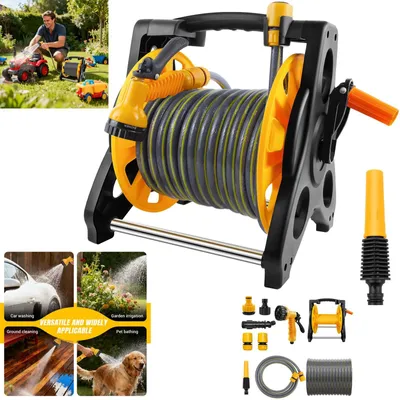Produktbild von Gartenschlauchaufroller/Schlauchtrommel - 15 m Schlauch - 2-in-1 Freistehend/Wandmontage - Schlauchführung - Düse - Anschlüsse