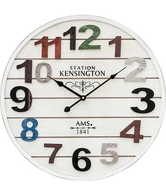 Produktbild von AMS 9538 Wanduhr Quarz analog weiß rund antik vintage retro shabby