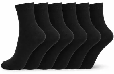 Productafbeelding van Bahob® 6 paar kindersokken, uni, katoen, effen kleuren, geschikt voor jongens en meisjes, ideaal voor de school