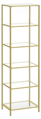 Image de Étagère colonne moderne en acier doré et verre trempé