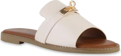 Produktbild von VAN HILL Damen Pantoletten Sandalen Nieten Sommer Mules Frühling Schuhe 841511, Farbe: Beige, Größe: 41
