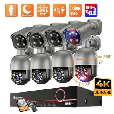 Productafbeelding van 8-kanaals beveiligingscamerasysteem met zes 8MP 4K camera's en nachtzicht