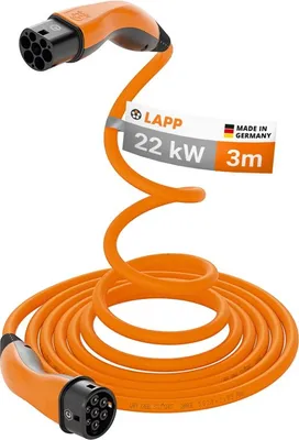 Obrázek produktu pro Samonavíjecí nabíjecí kabel typu 2, do 22 kW, 3 m, oranžový