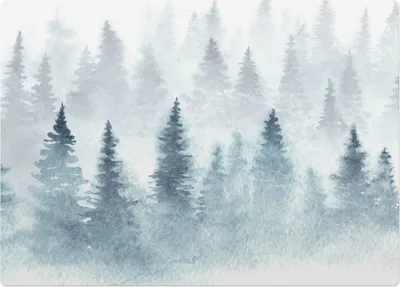 Produktbild von Aquarell Nebelwald – Bodenschutzmatte – Stuhlunterlage 140x100 cm – Rutschfest – Hartbodenmatte