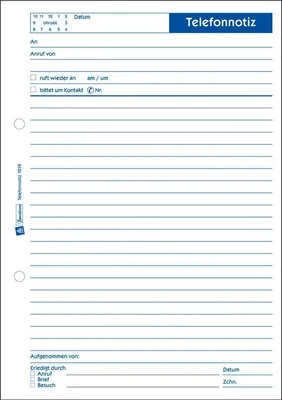 Produktbild von Vordruck Telefonnotiz A5 VE=10x50 Blatt